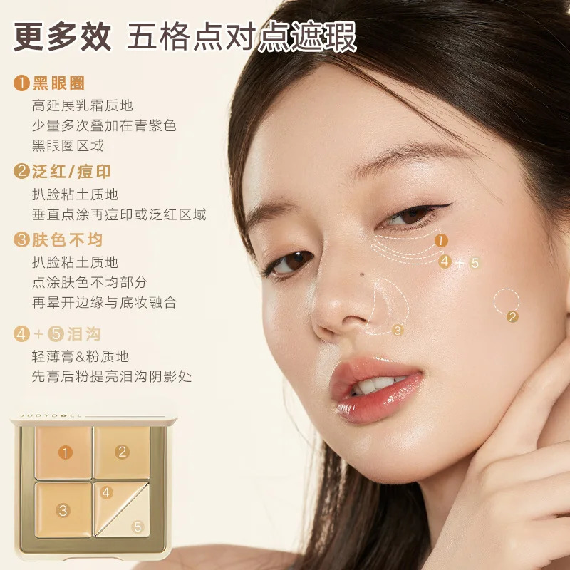 Judydoll 5 Colors Concealer Palette Facial Concealer Highlighter Tear Dark Circles Under The Eyes For Beginners Face Makeup 250222