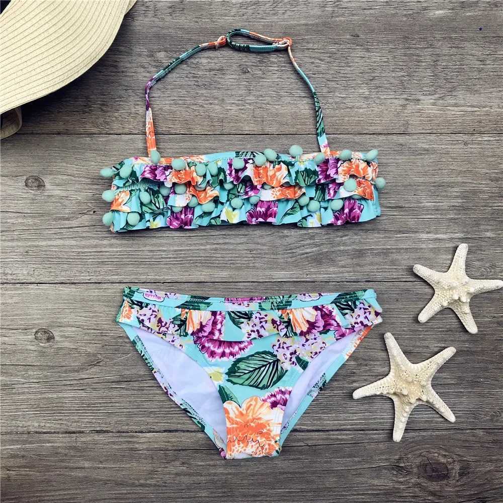Girls Cute Floral Bikini Girl Two Piece Beachwear Child Split Swimwear Swimsuit Baby Bathing Suit For Kids Baby Girls Biquini X250224