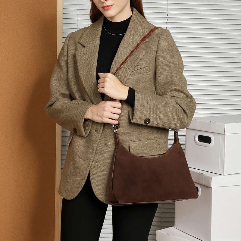 Hifashion Suede Cow Genuine Leather Underarm Shoulder Bags For Women 2025 Trend Designer Messenger Hobo Big Tote Ladies Handbags