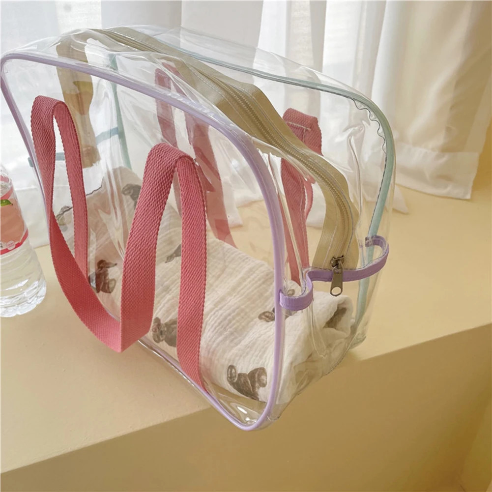 PVC Clear Toiletry Bag Travel Makeup Bag Large Capacity Cosmetic Bag Portable Cosmetic Pouch Waterproof Toiletry Carry Pouch 250221
