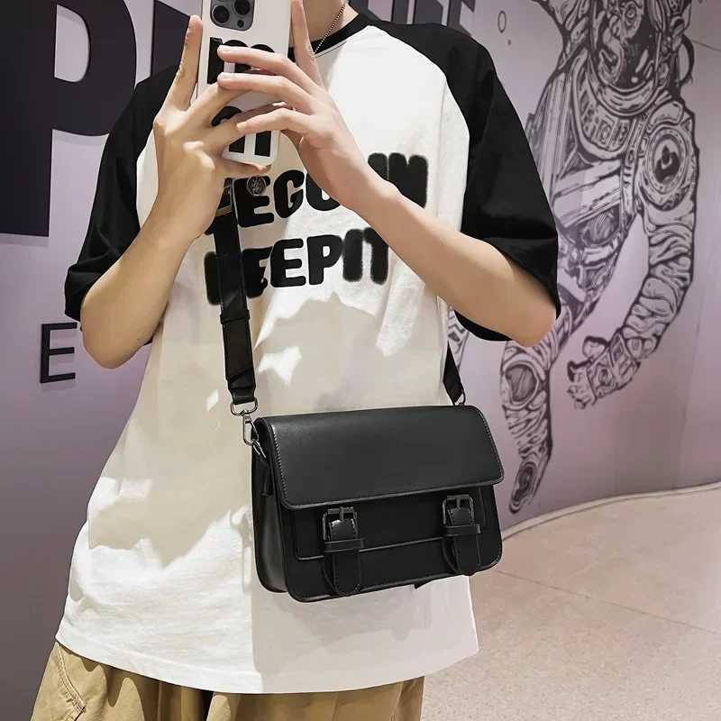 Vintage Messenger Bag for Man Black Pu Leather Casual Small Flap Phone Purse Male Crossbody Shoulder Strap Satchels bag men bag Z250225