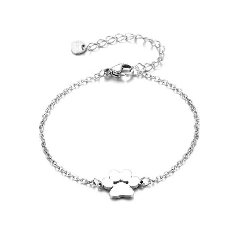 Stainless Steel Pet P Footprint Bracelets Shellhards Cute Animal Tassut Cat Dog P Charm Bracelet for Women Popular braceletsXJ250225