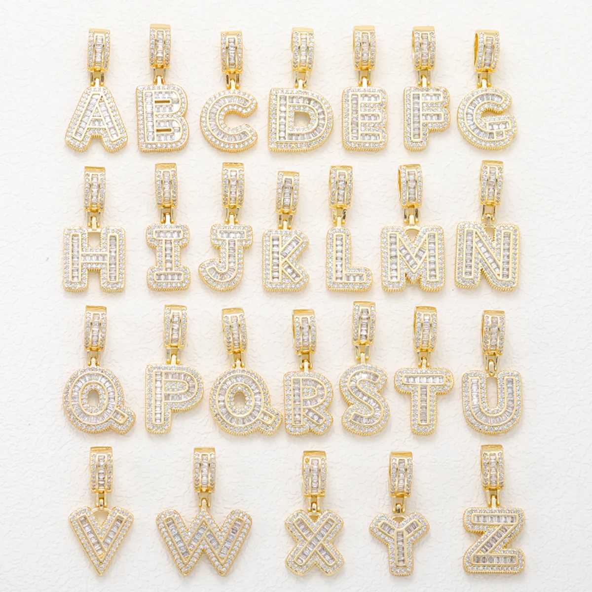 Hot European and jewelry rock sugar zircon hip hop necklace letter pendant accessories for men English letters X250224