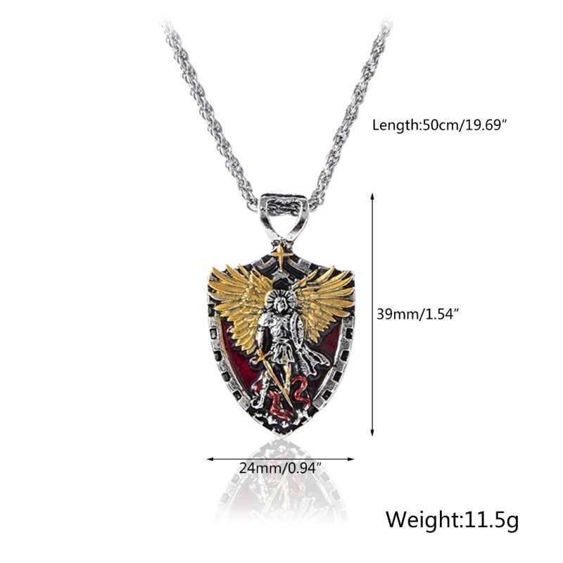 Gothic Hip Hop Knight Templars Swords Shield Pendant Vintage Necklace for Men X2502241