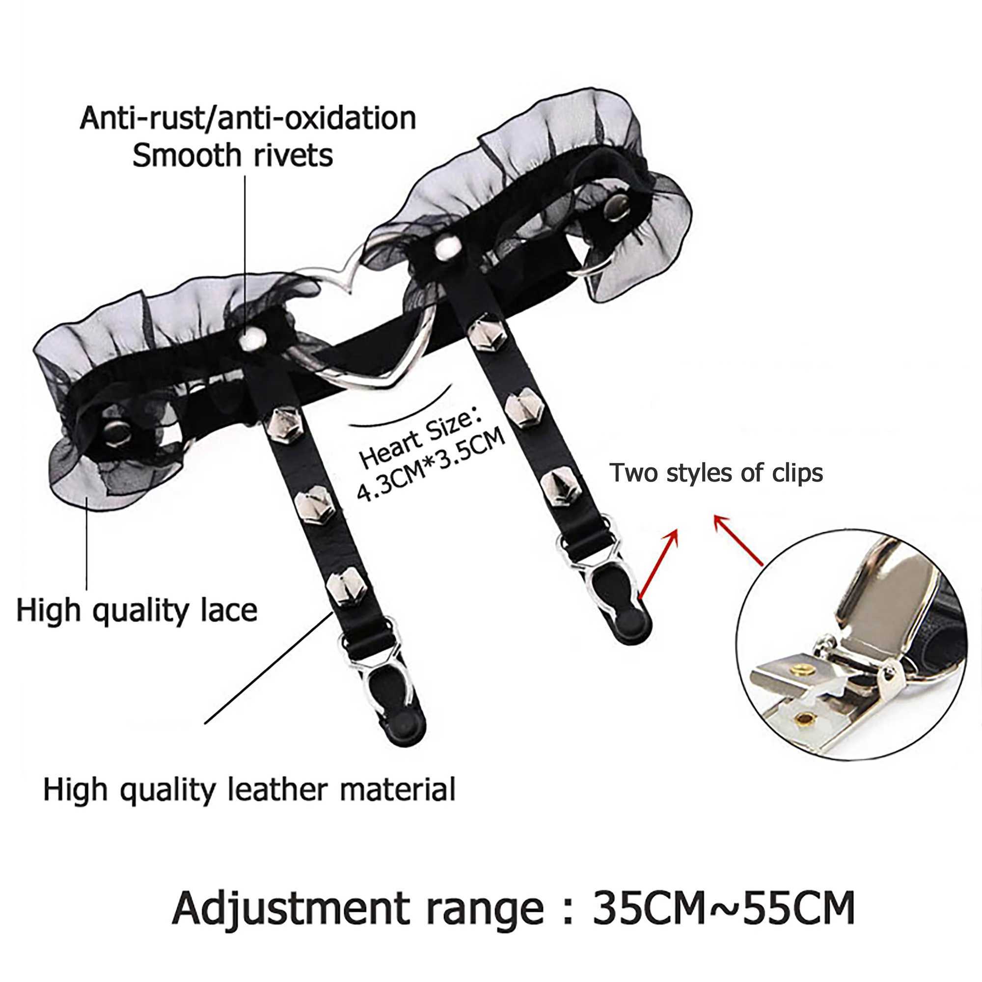 1PC Hot Sexy Peach Heart Garter Belt Women Girl Punk Gothic Elastic Lace g Ring Black White Red Adjustable Bar Party GarterXJ250224