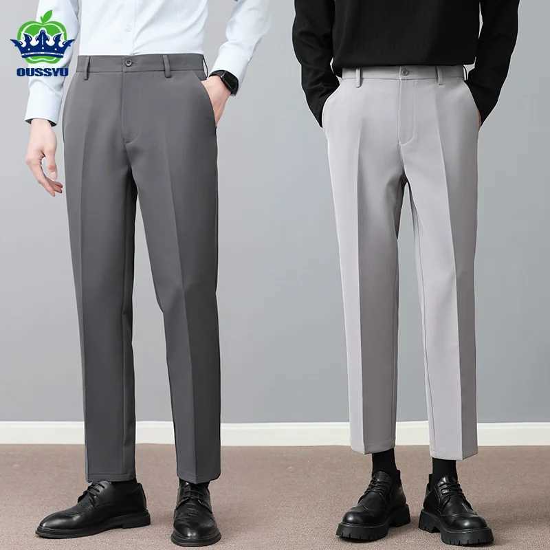 Brand clothing Spring clothing formal ankle pants mens business elastic waist set Korean style Trousers Plus size 27 40 42 W250225