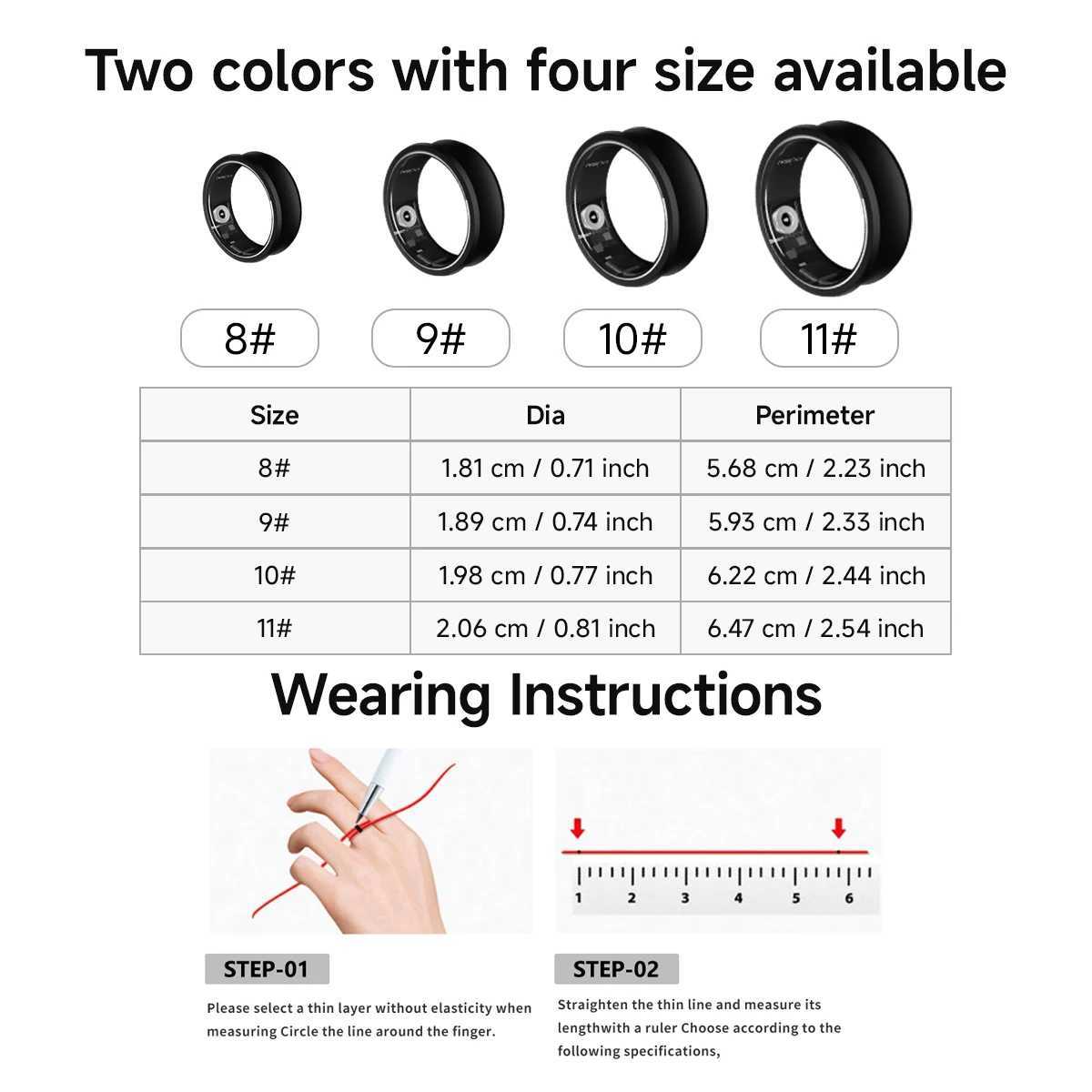 SIMSONLAB Smart Ring 5ATM Waterproof Sleep Monitoring Blood Pressure Monitoring Multi functional Exercise Pedometer W250225