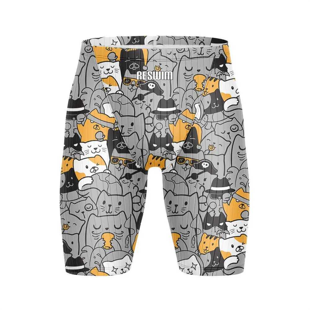 2025 Summer Mens Swim Jammer Swimsuit Shorts Funny Athletic Training Swimming Trunks Bathing Suit Lycra GYM Surfing Diving PantsXJ250224