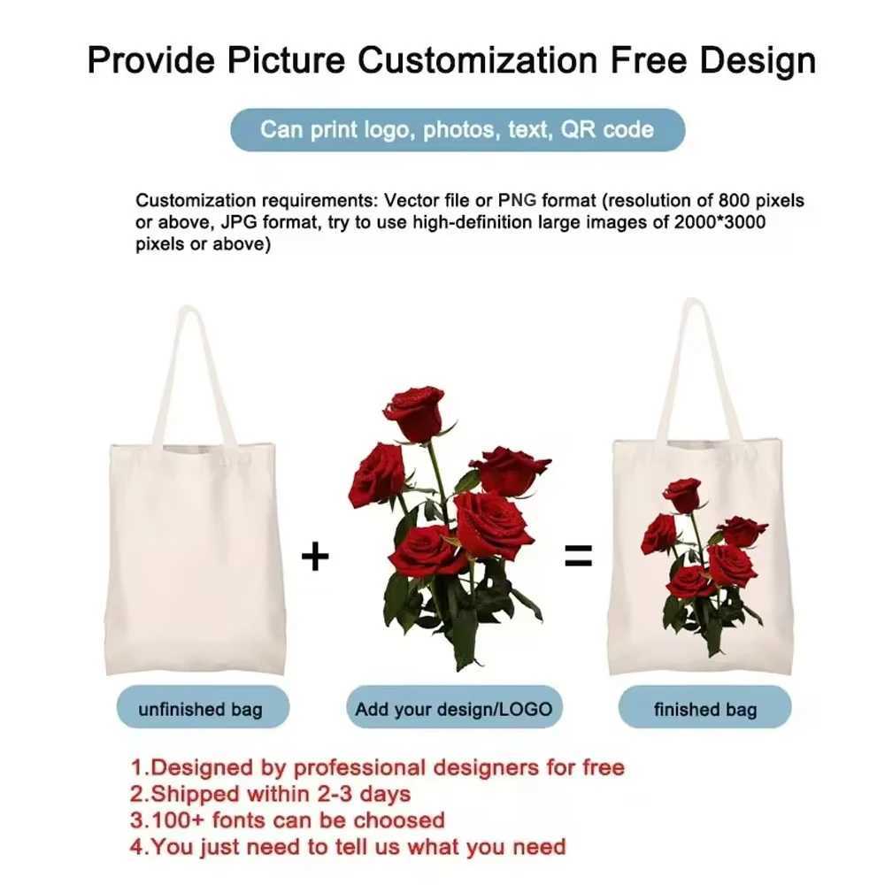 Purchase custom canvas tote bags womens Christmas printing design gift bags and add your personalized custom gift shopping bags Z250224