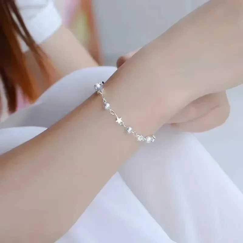 Fashionable 925 sterling silver bracelet womens small star fresh bracelet personalized round bead bracelet jewelry accessoriesXJ250225