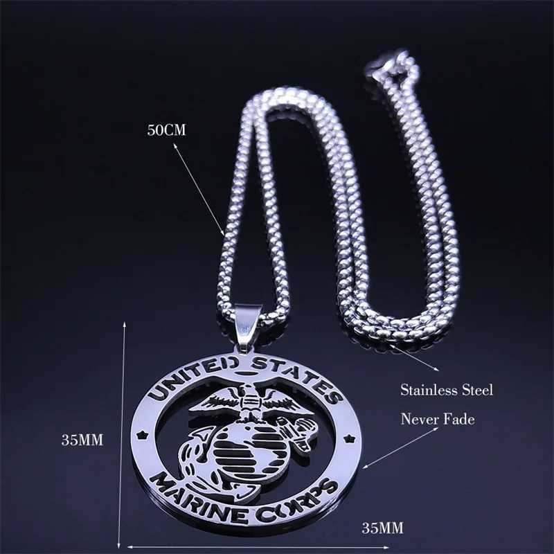United States Marine Corps Pendant Necklace Stainless Steel Silver Color Cmemorative Necklaces Jewelry chain hm N6183 X250224