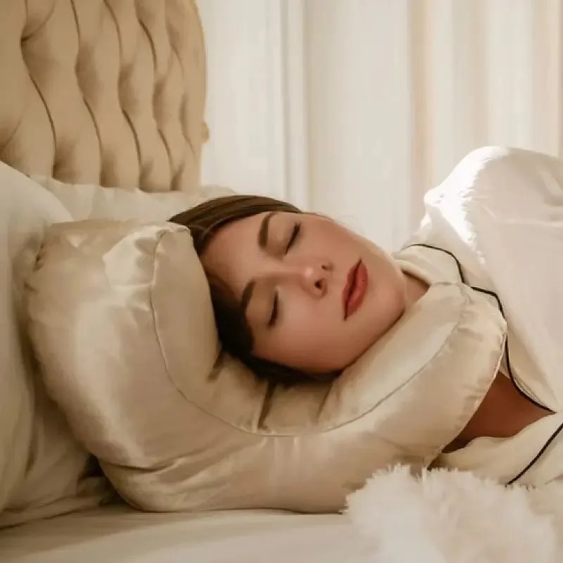 Face Pillow Free White Satin Pillowcase Beauty Sleep Anti Wrinkles-Aging Back Sleep 250218