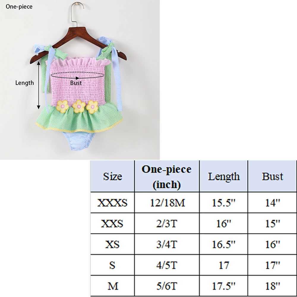 Little Girls Summer Swimwear Two Piece Cute Patchwork Seersucker One Piece Trunks For Boys Beach Sleeveless X250224