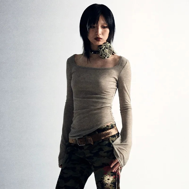 Karrcat Grunge Aesthetics Knitted Tops Vintage Tattoo Print T-shirt Punk Irregular Tee Shirt Gothic Y2k Streetwear Alt 250224