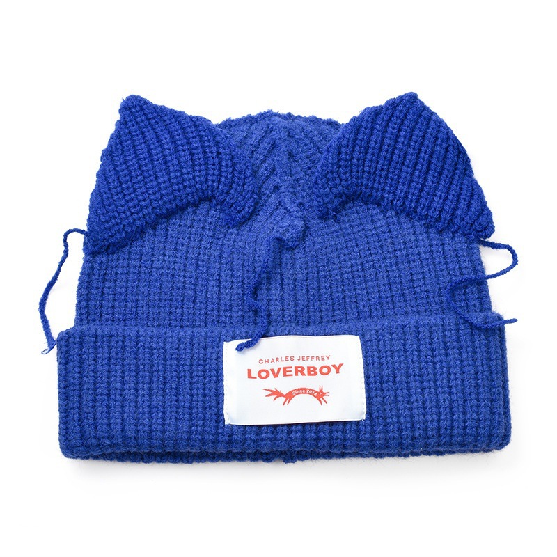 European and American niche design personalized cat and pig ears couple knitted wool hat cute and warm autumn and winter men's and women's h