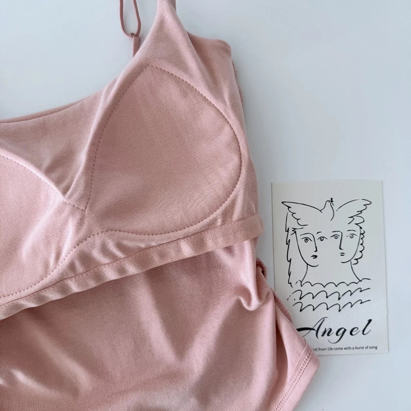 Summer Dopamine Color Sexy Camisole For Women With Pleated Waist And All-in-one Beautiful Back With Breast Pads For Women 250224