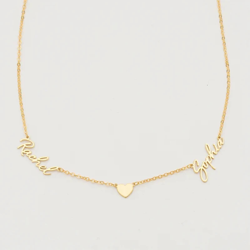 Two Name Personalized Customized Stainless Steel Heart Necklace for Women Wife Birthday Gift Jewelry Custom Items Clavicle Chain 250117