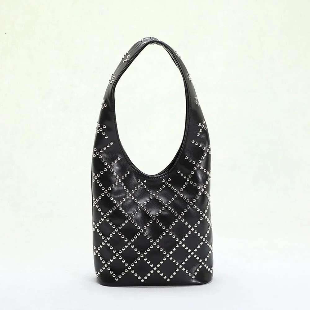 Leopard Rivet Bucket Bags For Women Handbags Designer Soft Shoulder Bag Punk Studded Shopper Purses Female Clutch Tote