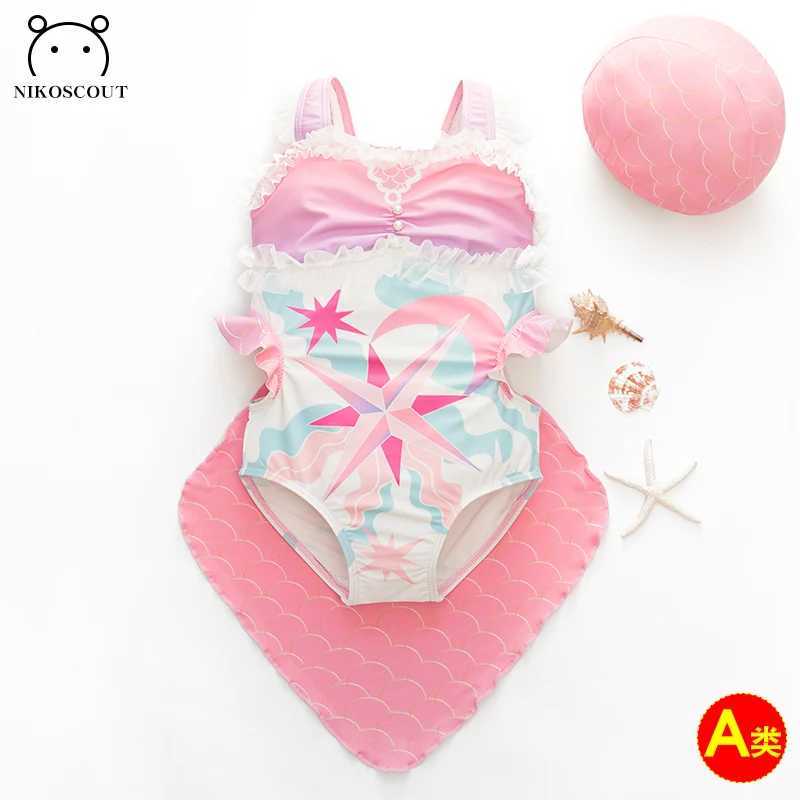 Baby Swimsuit Mermaid Tail Baby Girl One-Piece Princess Childrens Swimsuit Dopamine Children Girl Sweet X250224