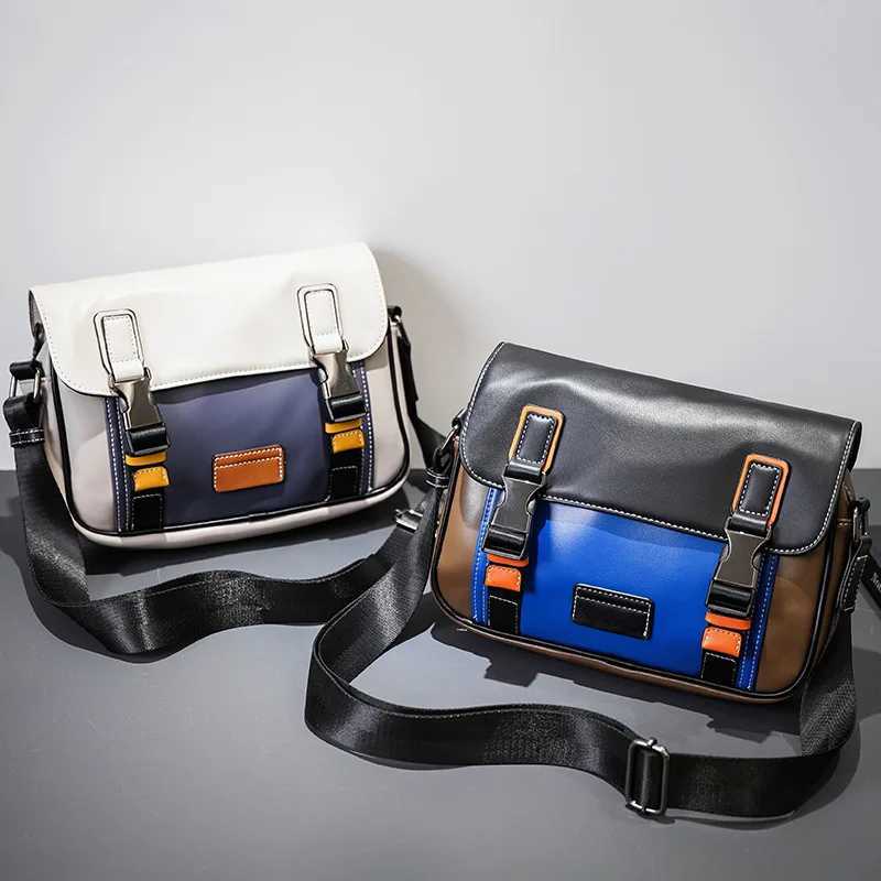 2025 New Mens Messenger Bag Fashion Patch Work PU Leather Cross Body Bag Mens Shoulder Bag Square Backpack Strap Bag Handbag Z250225