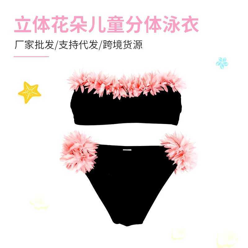 Childrens Swimsuit Set Girls Cute Flowers Two Pieces Swimwear Summer New Kids Fashion Comforts Sleeveless Beaches Bikini 6-12Y X250224