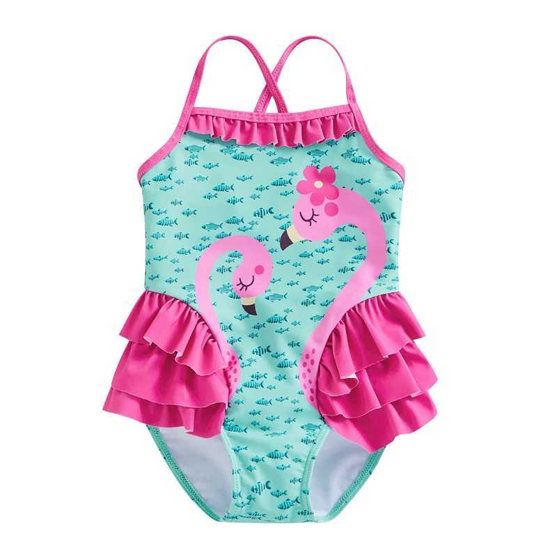 Toddler Girls Summer Jumpsuit Bikini Flamingo Little Fish Print Sleeveless Ruffle Swimsuit X250224
