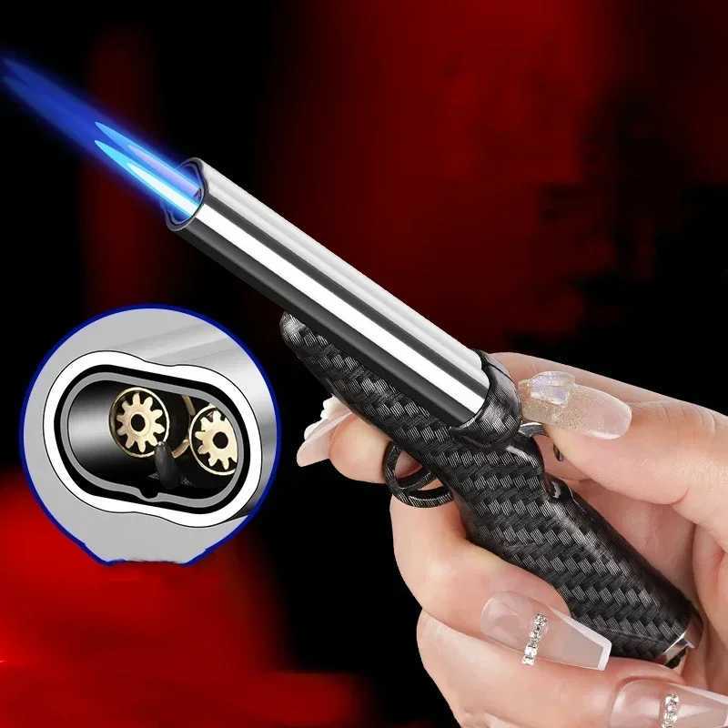 Double-barreled Shotgun Lighter Windproof Double Jet Flame Cigarette Lighter Refillable Butane Gas Lighter Smoking AccessoriesT250224