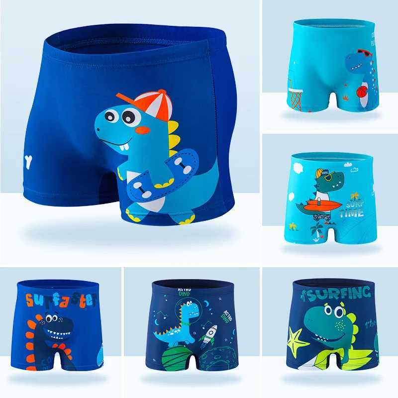 New Childrens Swimming Trunks Boys Middle and Small Children Multicolored Cartoon Animal Flat Swimming Trunks Beach Trousers X250224