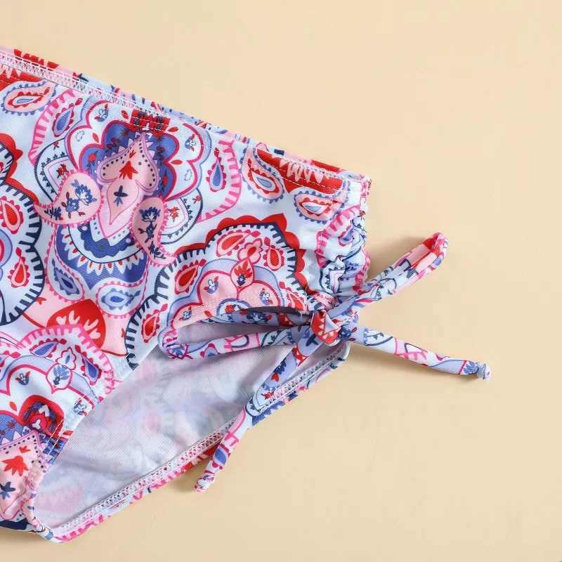 2pcs Girl Swimsuit Sling Top With Bikin Shorts Baby Toddler Kids Printed Quick Dry Swimwear Fashion Bathing Suit Surf Wear X250224