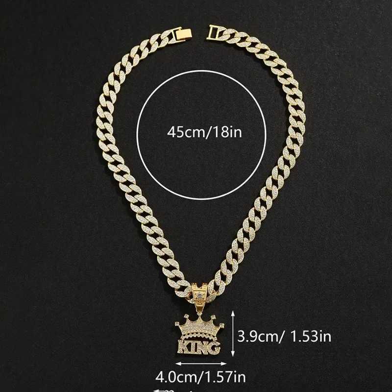 European and Hip Hop Mens Letter Crown Pendant Accessories Street Trend Cool Cuban Chain X250224