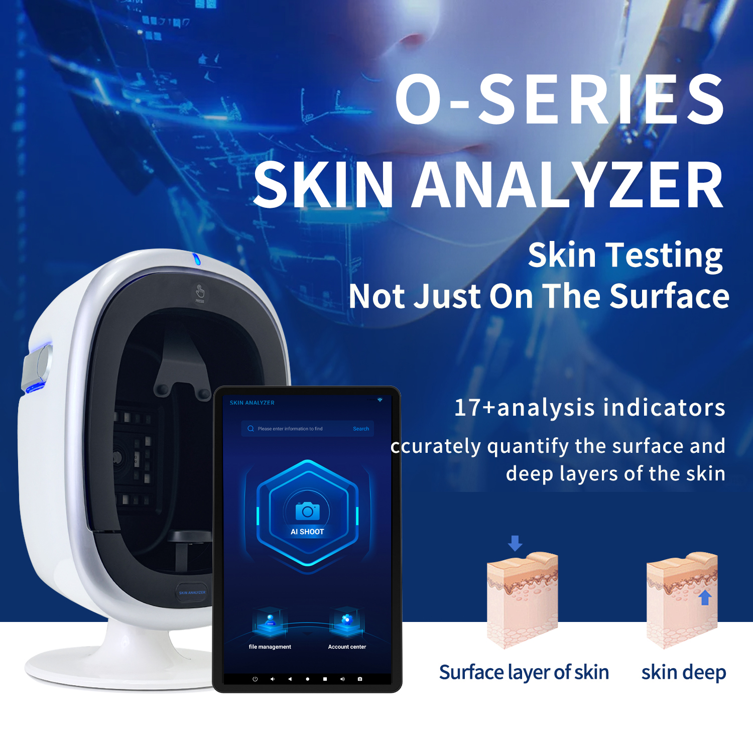Smart AISIA Skin Texture Detection Multi-Spectral Imaging 3D Skin Analysis Face Composition Scanning Acne Moisture Wrinkle Testing Skin Analyzer Devic