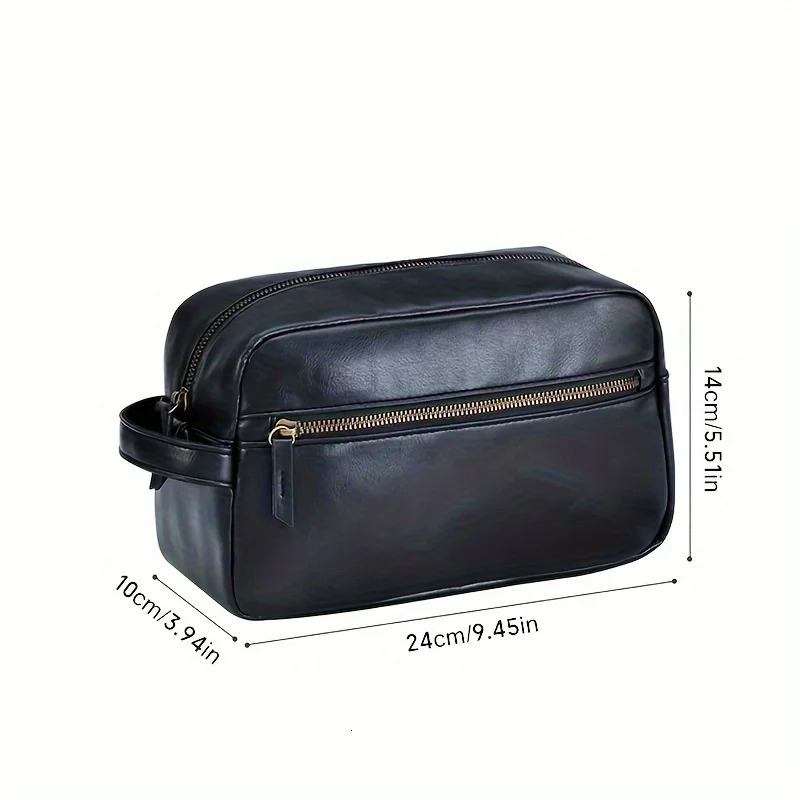 Fashionable PU Leather Toiletry Bag With Side Handle For Skin Care Makeup Grooming Essentials Travel Organizer 250224