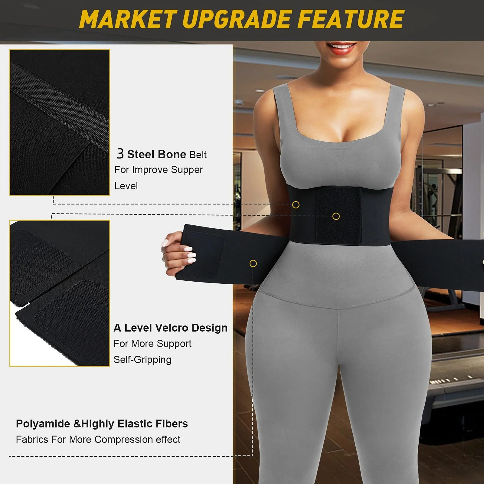 Heavy-Duty Slimming Waist Trainer Belt with Breast Support - Eyelet Detail Durable Sports Waist Trimmer for Enhanced Workout 250224