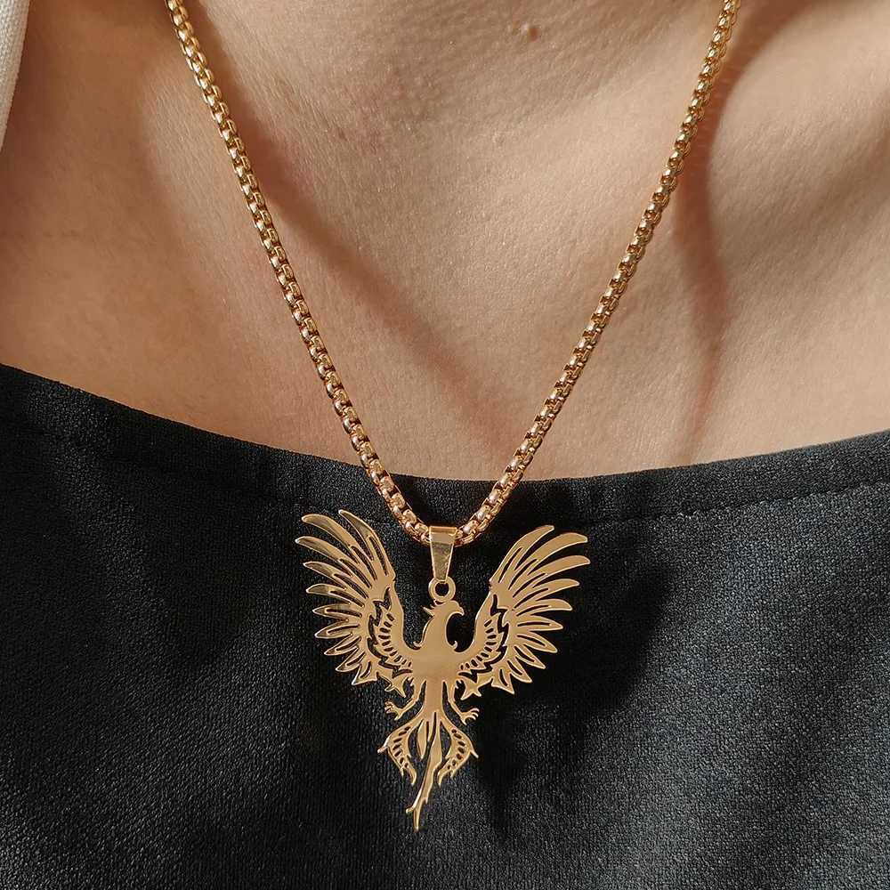 Trendy Phoenix Pendant Necklace for Wen Girls Stainless Steel Gold Color Neck Chain Choker Lucky Bird Jewelry Gift X250224