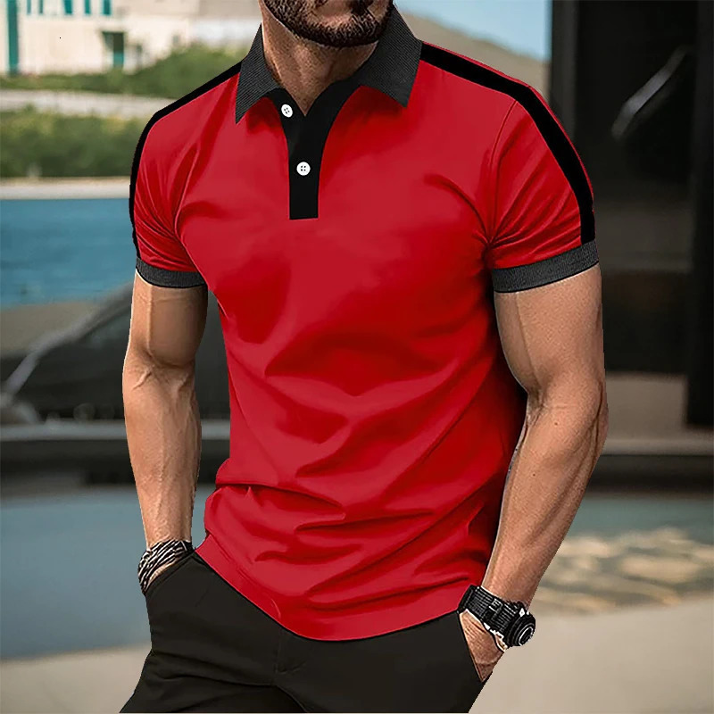 Mens Summer Casual Short-Sleeved Polo Shirt Business Casual Breathable T-Shirt Mens Sport Top European and American plus size 250318