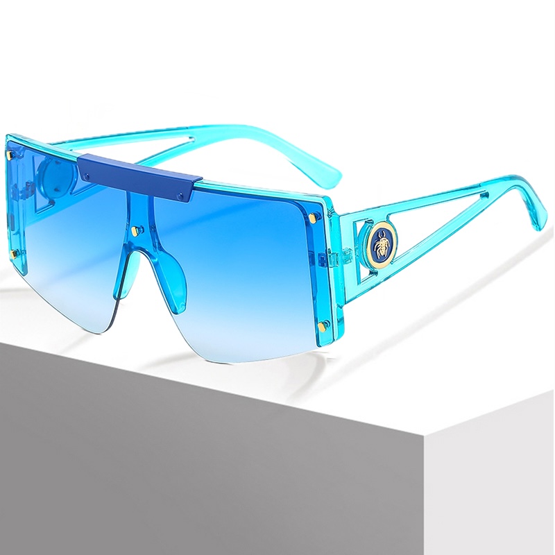Oversized Steampunk Sunglasses Men One Piece Women Luxury Designer Steam Punk Eyewear Vintage Sun Glasses UV400 Retro Goggles Sport Rimless TJ15 CB CA