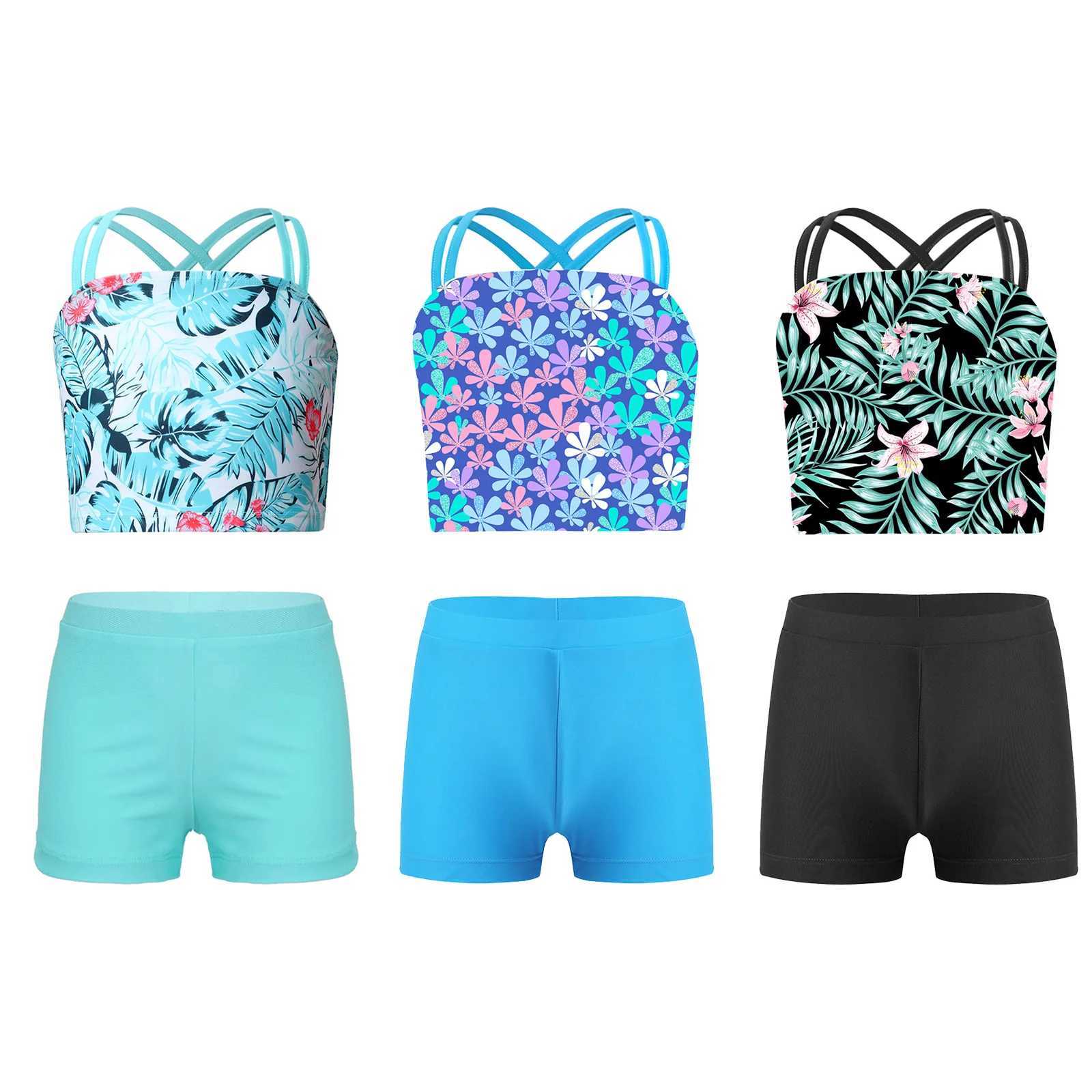 Childrens swimsuits childrens swimsuits girls swimsuits shoulder straps vests shorts beach swimming pools swimming pool swimsuits X250224