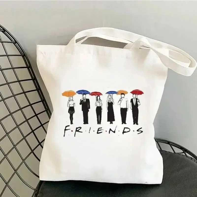 Friends Tv Show Shopping Bag Graphic Tote Handbag Fashion Vintage Harajuku Shopper Bag Women Large-capacity Female Shoulder Bag Z250224