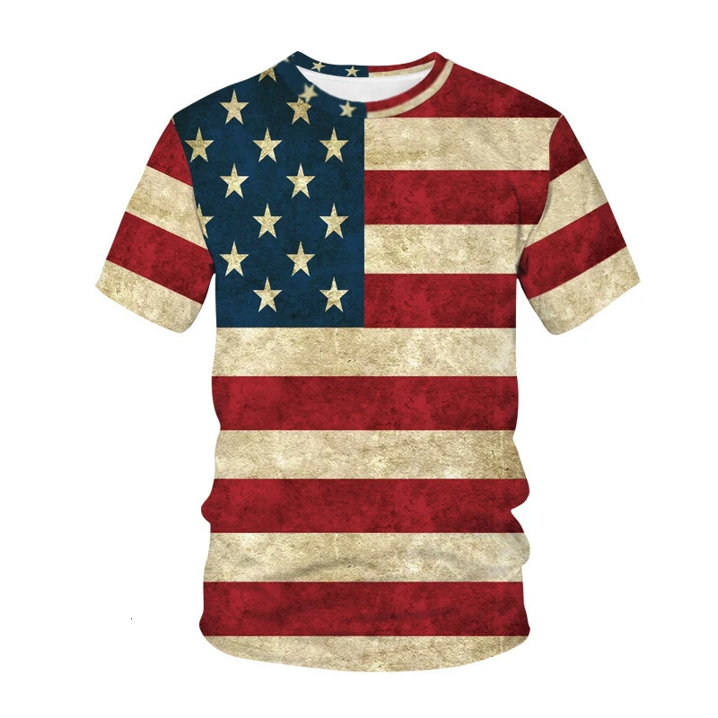 USA American Flag TShirts 3D Print Men Women Vintage Casual T Shirt Short Sleeve Oversized Harajuku Y2k Tops Tees Kids Clothing 250222