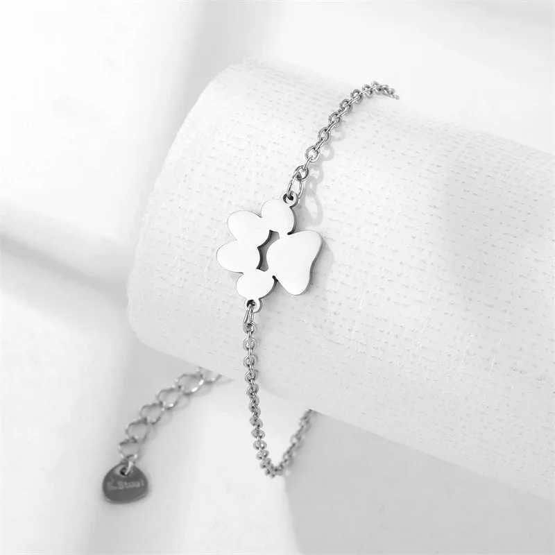 Stainless Steel Pet P Footprint Bracelets Shellhards Cute Animal Tassut Cat Dog P Charm Bracelet for Women Popular braceletsXJ250225