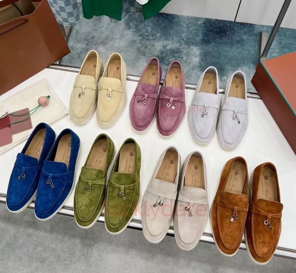 Designer shoes women Casual Walk Sorbet Brown Beige Pink Women Slippers Flats Loafer Real Suede Sneakers Top Quality Slip-On Dress Shoes loafers