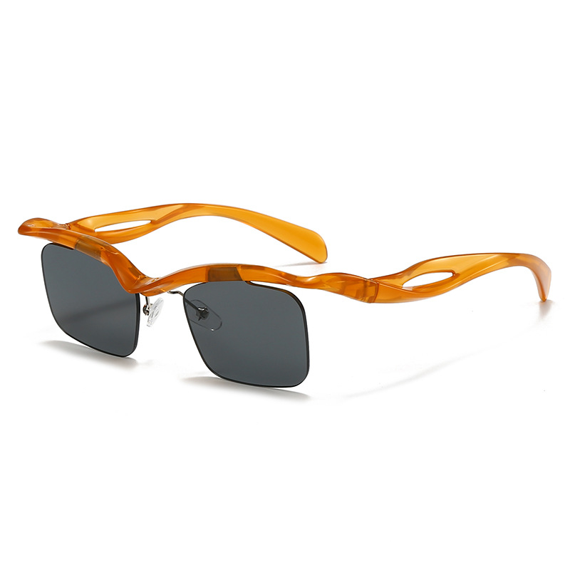 cross-mirror European and American sunglasses, women's square sunglasses, men's fashion anti-ultraviolet half-frame, irregular, frameless su