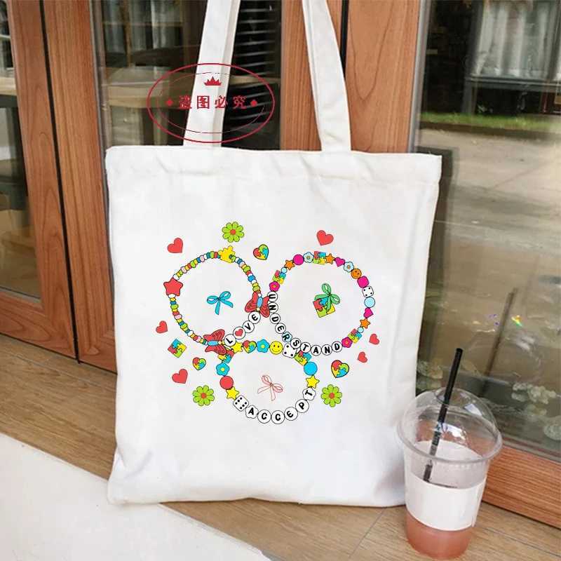 Accept Love Understand Graphics Women Handbags Harajuku Autism Shoulder Bag Fashion Autism Tote Shopping Bag Side Bag Ladies Z250224