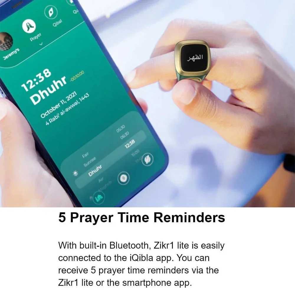 New intelligent Tasbih Tally ring OLED display digital counter for Muslim Zikr Tasbeeh 5 prayer time reminder waterproof ring W250225