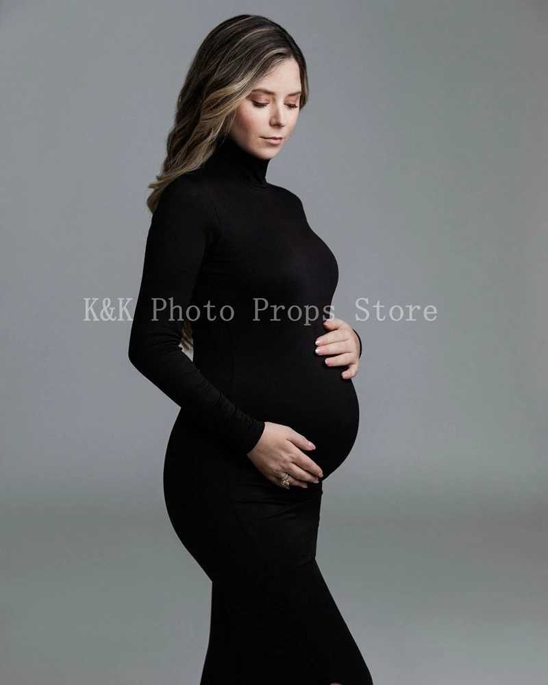 Maternity Dresses High Neck Long Sleeve Bodycon Dress for Photography Maternity - Versatile for Daily Wear Street Style Parties X250224