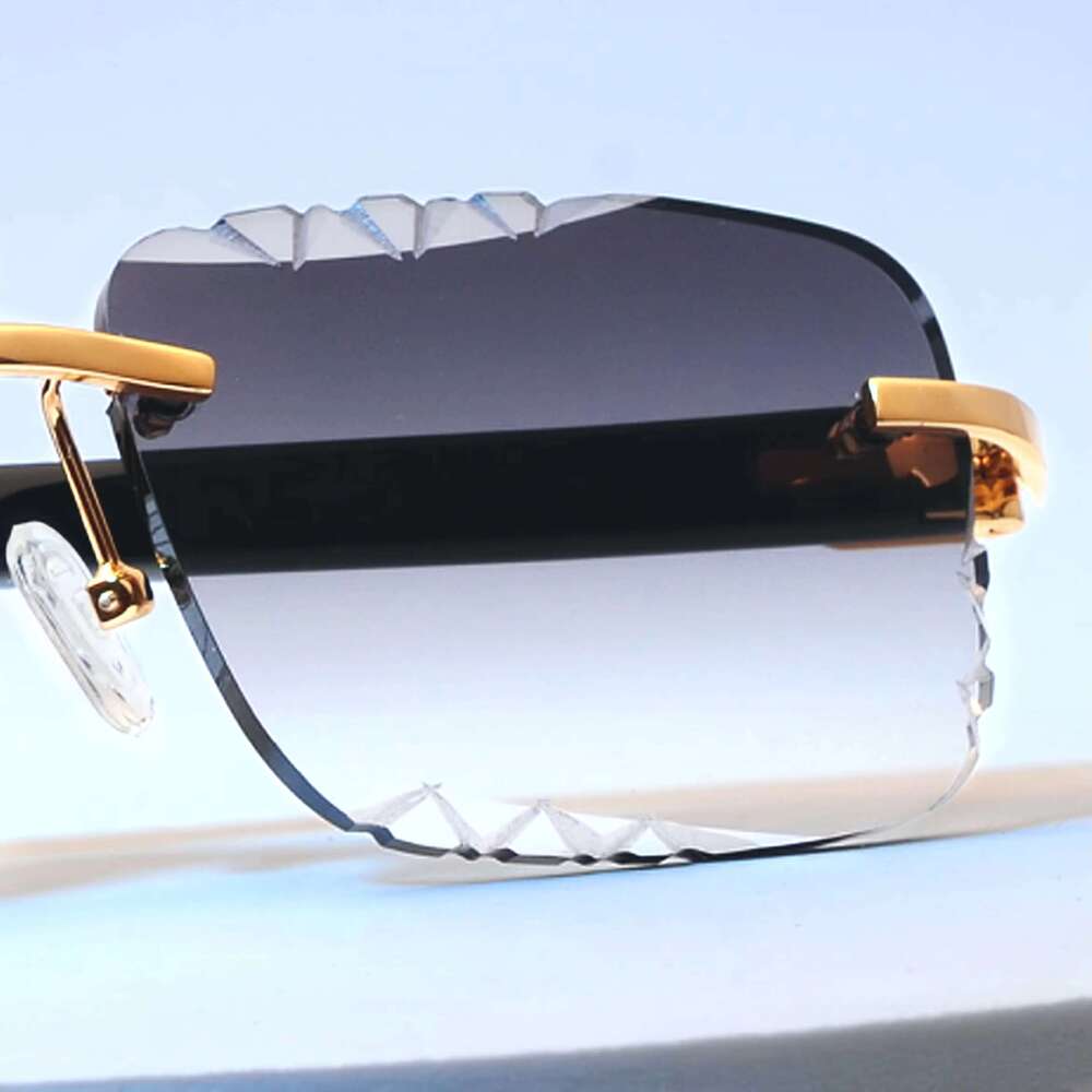 2022 Womens Black Buffalo Horn Sunglasses Rimless