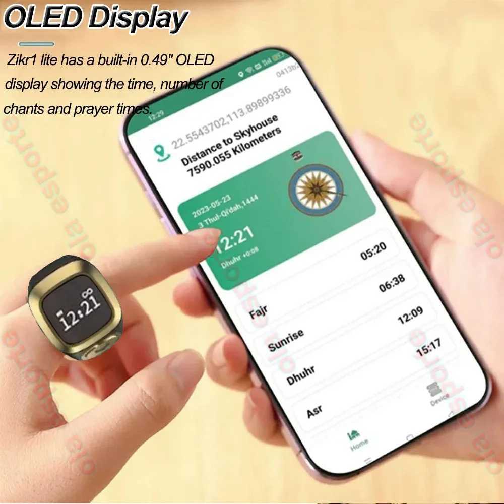 Iqibla Zikr1 Lite Intelligent Tasbih Digital Counter Used for Muslim Tasbih Zikr Ring 5 Prayer Time Vibration Reminder Waterproof W250225