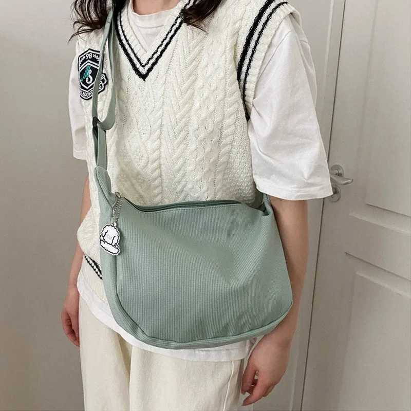 1PC Large Capacity Solid Color Canvas Shoulder Bag Fashion Casual Crossbody Bag Z250225