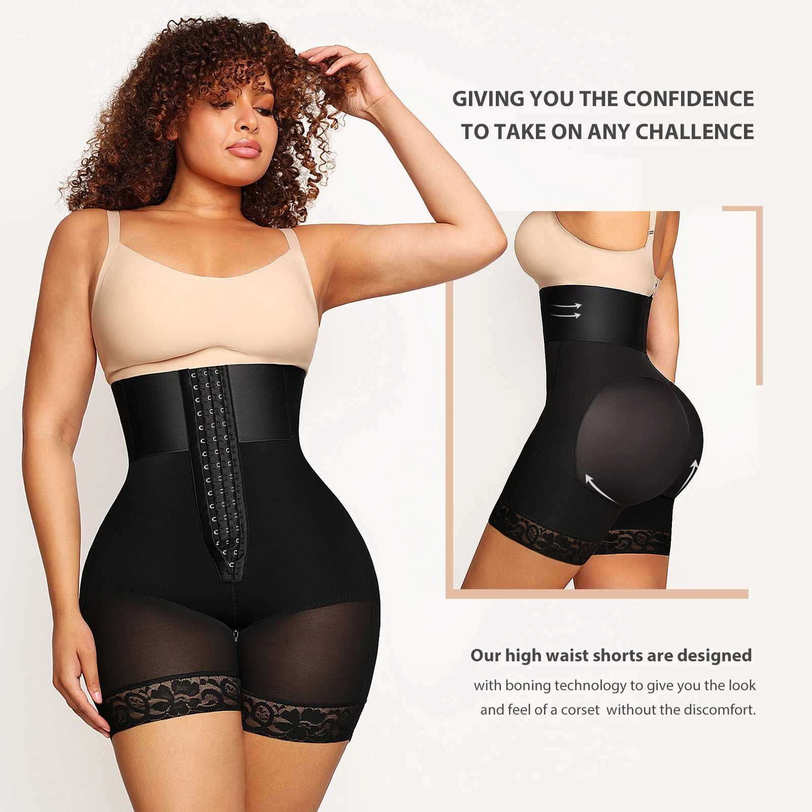 Bandage High Waisted Body Shaper Shorts Shapewear for Women Tummy Control Thigh Slimming Slip Shorts Butt Lifting Shapewear M250225