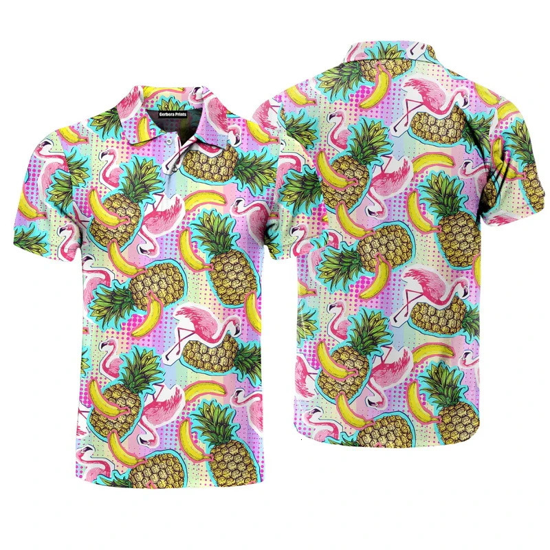Classic Flamingos Pattern Polo Shirts For Men Women 3D Print Cartoon Animal Golf Shirt Summer Short-Sleeve Hawaiian POLO Tops 250225